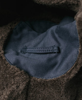 N-1 deck jacket inside pocket opening with brown shearling trim