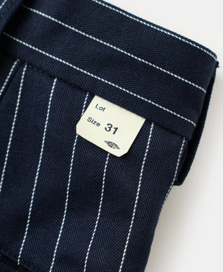 Navy pinstripe waistband label marked "Lot" and size 31