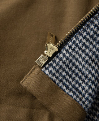 1940s Houndstooth-Lined Moleskin Cossack Jacket – Brown