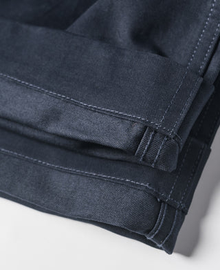 Navy officer trousers hem cuff with stitched crease and seam detail