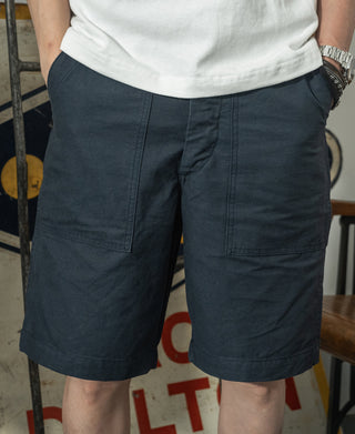 Navy utility shorts back view with flap pockets