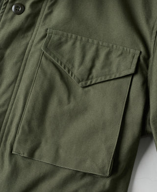 Olive field jacket chest pocket with flap