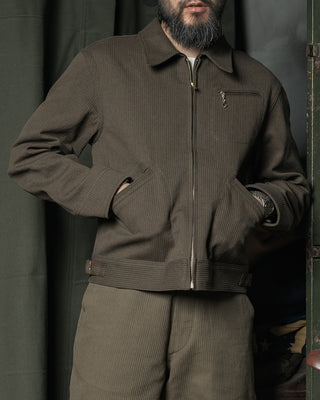Pique stripe jacket with matching  trousers.
