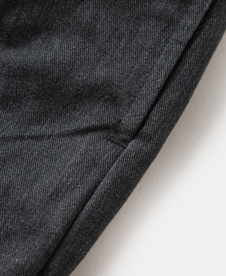 Dark gray chino trousers with seam lines and front panel detail