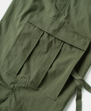 Olive shell arctic trousers, pleated leg section and inner pocket panel