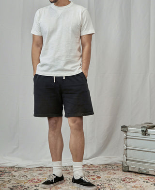 White crew-neck cotton t-shirt with short sleeves and side seam shaping
