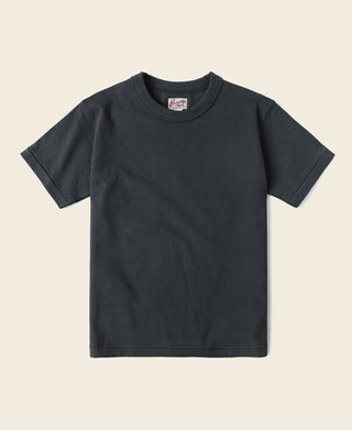 Loopwheel tubular athletic T-shirt, vintage black, crew neck, short sleeves