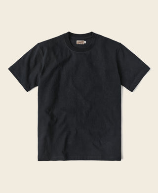 Black 9 oz cotton tubular T-shirt with crew neck and short sleeves