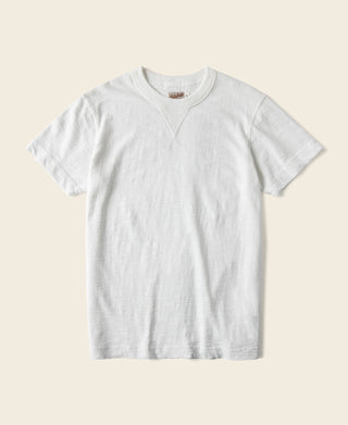 White cotton T-shirt front view, short sleeves