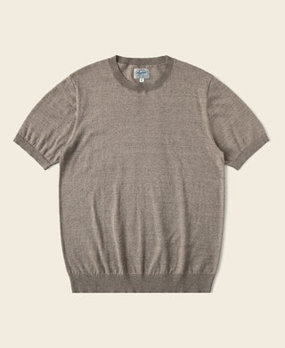 1950s Jersey Knit Short Sleeve Crewneck T-Shirt - Light Brown