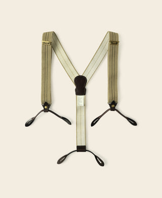 Vintage Striped Y-Back Button-On Suspenders – Khaki