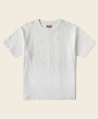 White tubular athletic t-shirt, front view with crew neck and short sleeves.