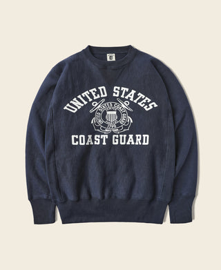 Navy sweatshirt with Coast Guard badge and “UNITED STATES COAST GUARD” lettering