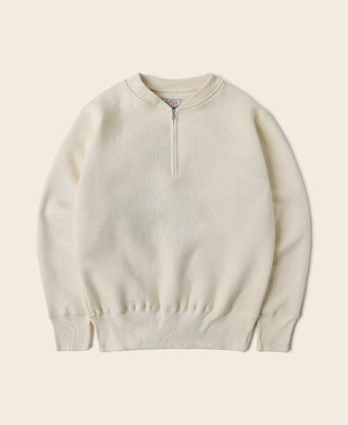Apricot half-zip fleece sweatshirt with ribbed stand collar and front zipper
