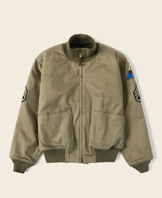 US Army 1st tanker jacket in olive green with full front zip and two chest pockets