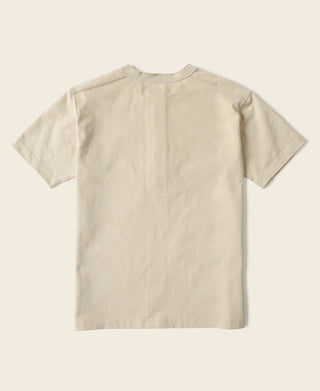 Apricot cotton henley T-shirt, short sleeves, back view