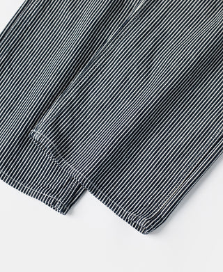 Striped carpenter pants, dark pinstripe hem with stitched cuff detail
