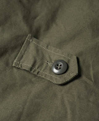 Olive jacket buttoned cuff placket with round snap button