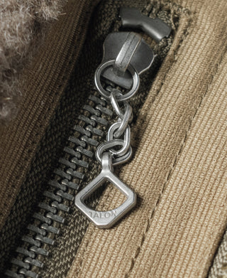 Khaki deck jacket zipper with metal Talon pull