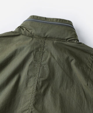 Olive M-65 parka hood with ribbed edge and front seam stitching