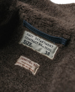N-1 deck jacket interior label set showing “NAVY DEPARTMENT” and size 38