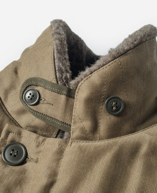 Khaki deck jacket stand collar with four buttons