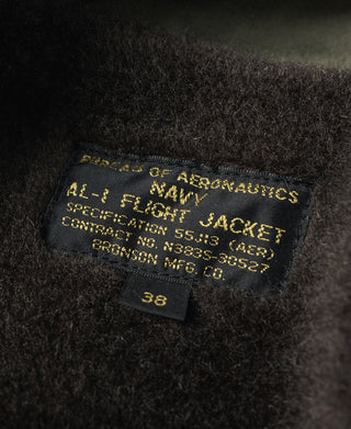 Dark fleece inner label for AL-1 flight jacket, size 38
