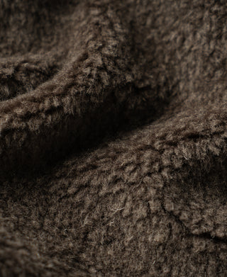 USAAF Type B-10 flight jacket in olive, brown shearling/fleece lining close-up