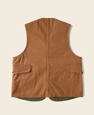Ginger canvas game pockets vest with flap chest pockets and button front
