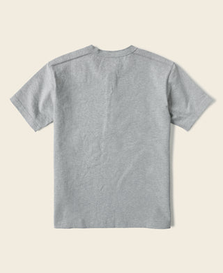 Gray cotton short-sleeve henley T-shirt with plain back and crew neck