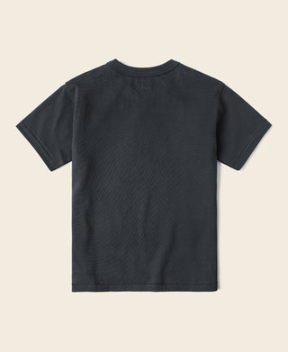 Loopwheel tubular athletic T-shirt, vintage black, crew neck, short sleeves (back)