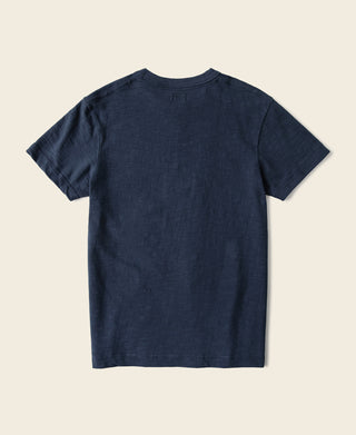 Indigo cotton t-shirt, flat lay front view