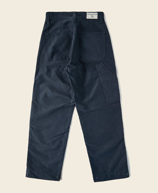 Navy deck pants with multiple cargo-style pockets and belt loop waistband.