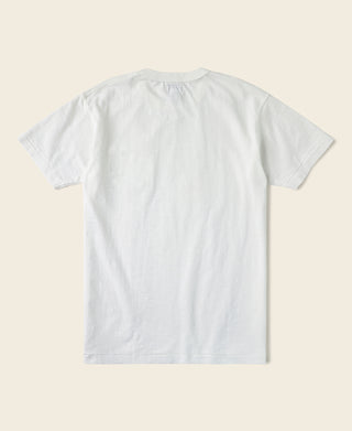 White slub cotton pocket T-shirt, crew neck, short sleeves
