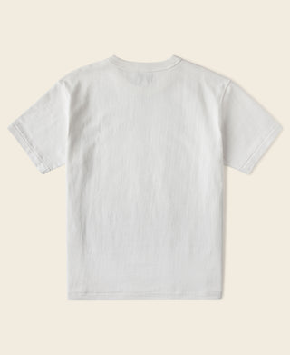 White tubular athletic t-shirt, back view with crew neck and short sleeves.