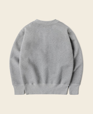 Gray half-zip sweatshirt flat back view