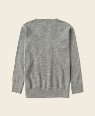 Gray long-sleeve henley shirt, relaxed back view