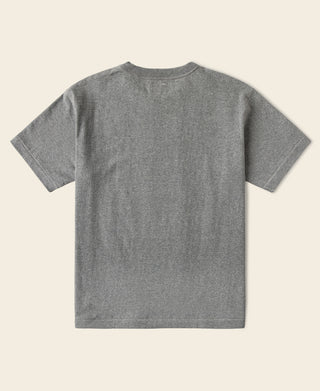 Gray heather athletic t-shirt, crew neck and short sleeves with clean back view