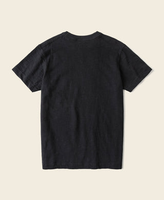 Black cotton crew-neck T-shirt, short-sleeve style