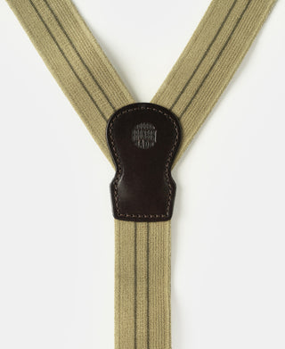 Vintage Striped Y-Back Button-On Suspenders – Khaki