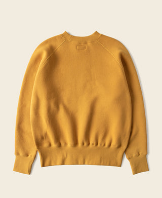 Yellow heavyweight raglan sweatshirt, plain back with ribbed hem and cuffs