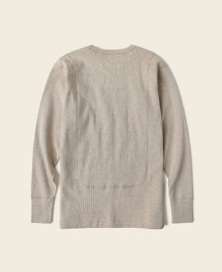 Long-sleeve crewneck undershirt in light heather beige, relaxed fit