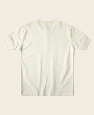 Cream vintage short sleeve henley T-shirt back view