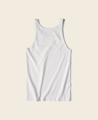 White cotton tank top, sleeveless crew neck with wide shoulder straps