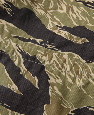 Tiger stripe camo field jacket fabric pattern closeup