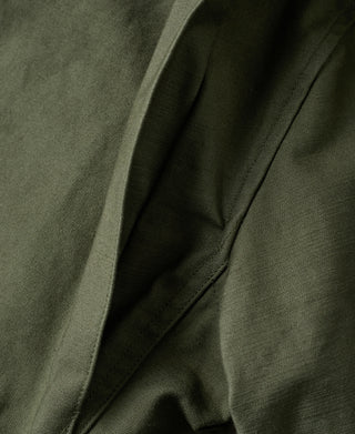 Olive field jacket sleeve seam detail