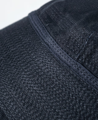 Navy Dixie Cup hat fabric with stitched seam panel close-up