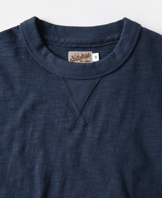 Indigo cotton T-shirt neckline with Non stok woven label