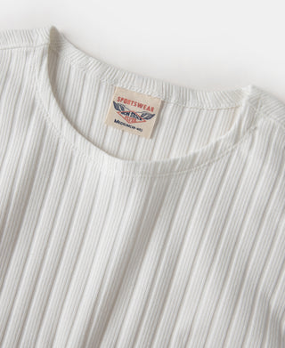 White ribbed crew-neck T-shirt neckline label detail