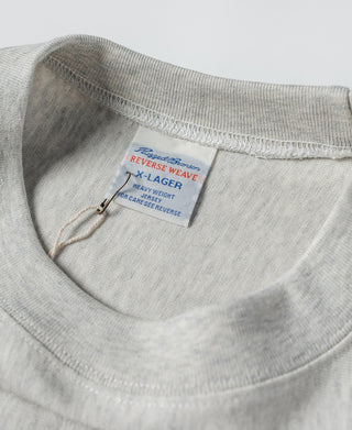 Light gray crewneck T-shirt collar with inner neck label